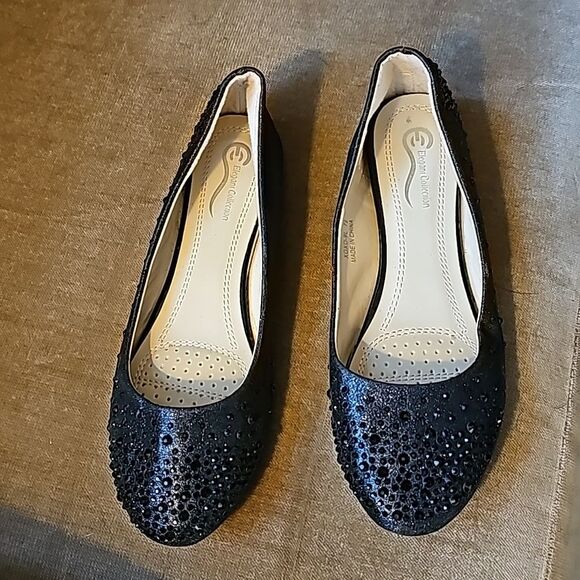 Flats Cute dressy black ballerina  with Rhinestones Size 7.5 - Picture 1 of 7